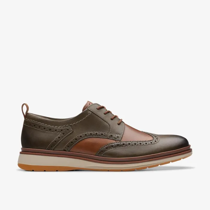 Chantry Wing Dark Olive Combination Men Clarks Casual Dress Shoes