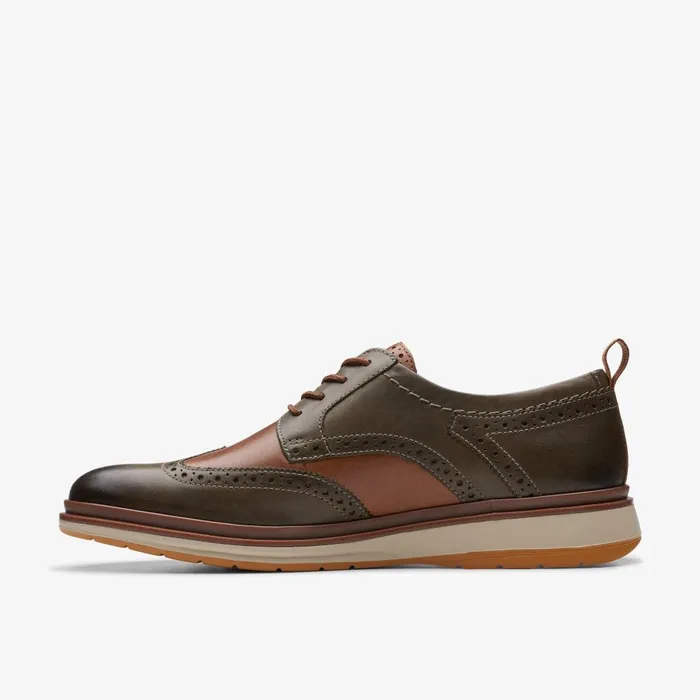 Chantry Wing Dark Olive Combination Men Clarks Casual Dress Shoes