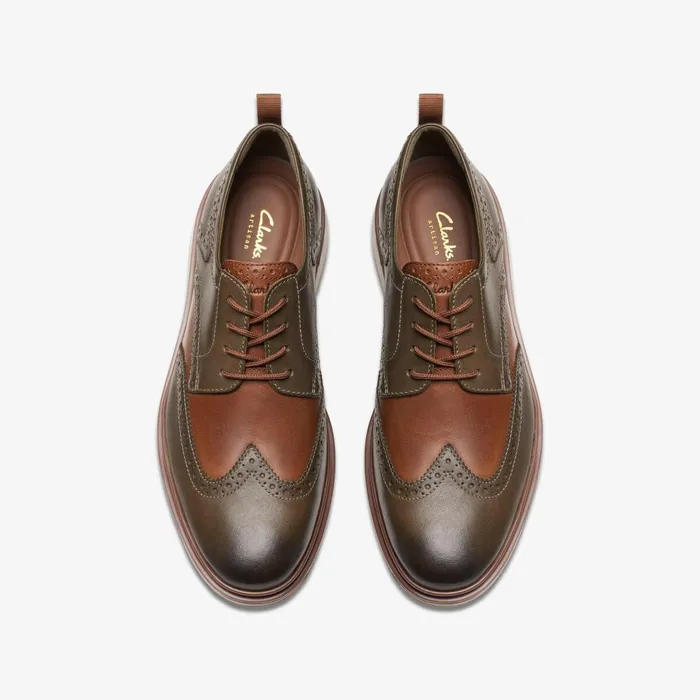 Chantry Wing Dark Olive Combination Men Clarks Casual Dress Shoes