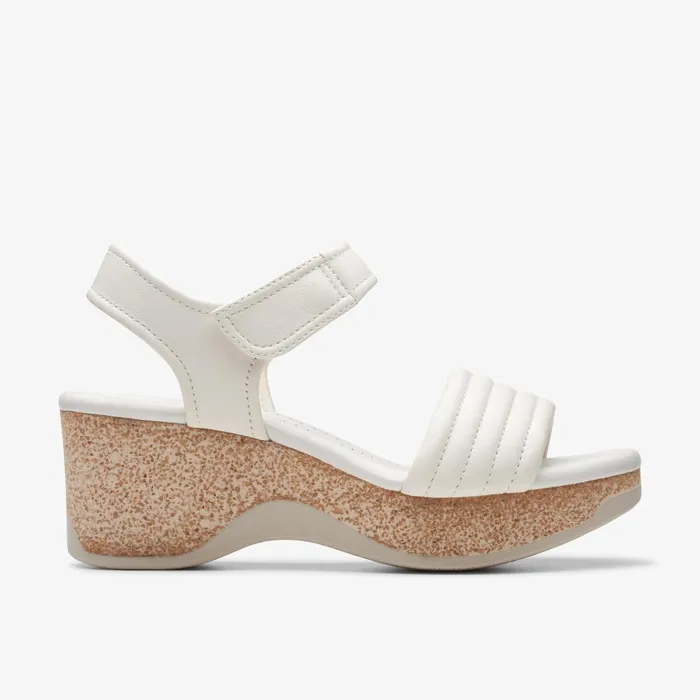 Chelseah Gem Off White Leather Women Clarks Sandals and Flip Flops