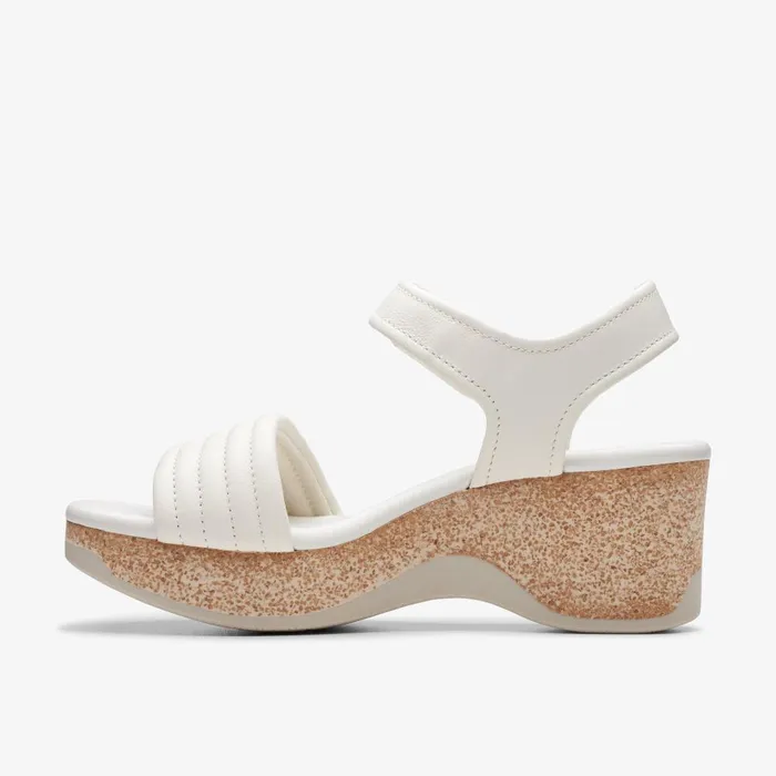 Chelseah Gem Off White Leather Women Clarks Sandals and Flip Flops