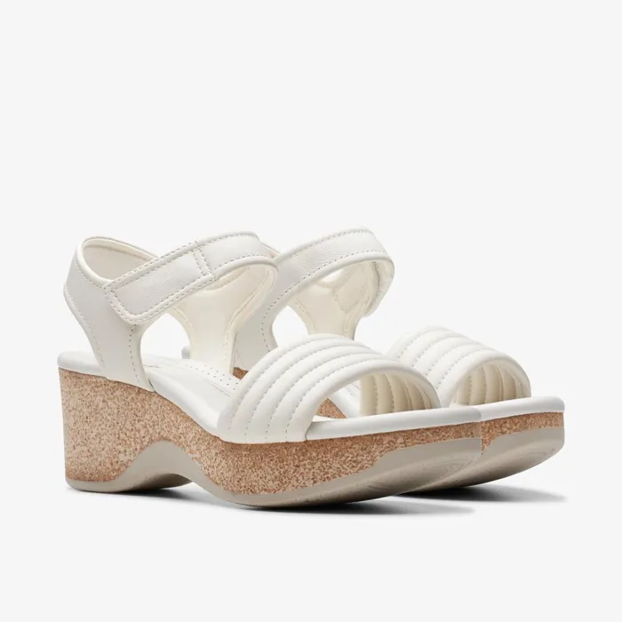 Chelseah Gem Off White Leather Women Clarks Sandals and Flip Flops