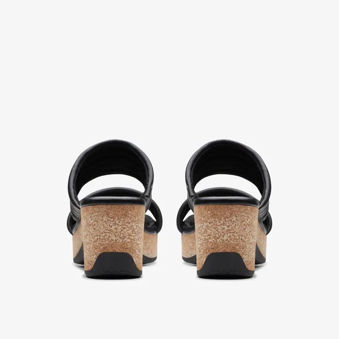 Chelseah Path Black Leather Women Clarks Sandals and Flip Flops