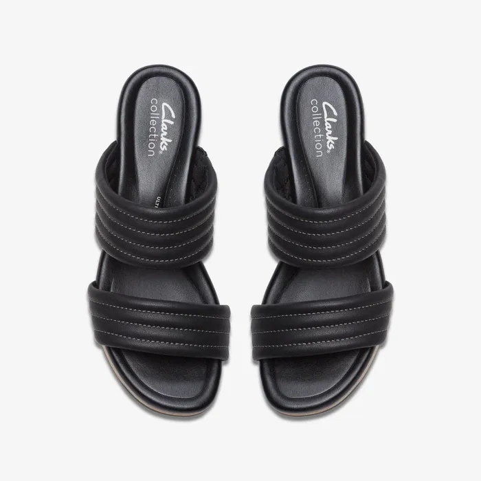 Chelseah Path Black Leather Women Clarks Sandals and Flip Flops