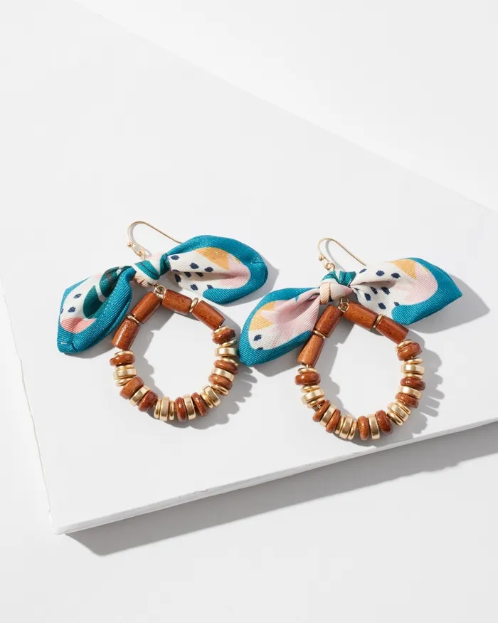 Chico039s Beaded Hoop Earrings Multi Women Earrings