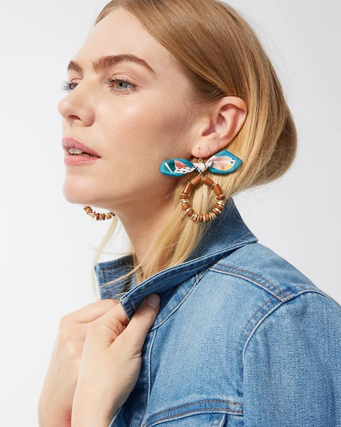 Chico039s Beaded Hoop Earrings Multi Women Earrings
