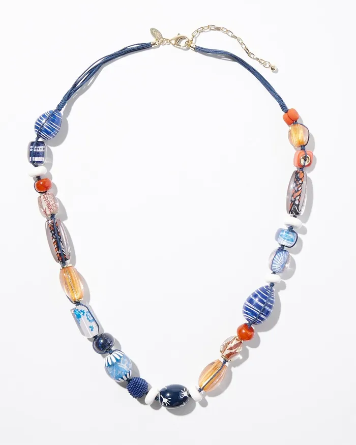 Chico039s Beaded Long Single Strand Necklace Multi Women Necklaces