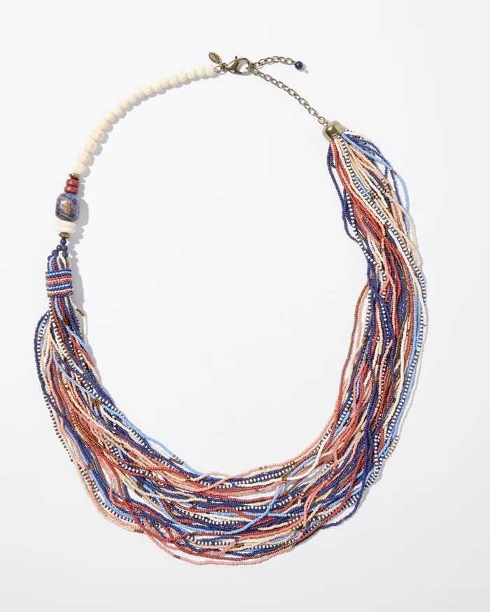 Chico039s Beaded Multistrand Necklace Blue Women Necklaces