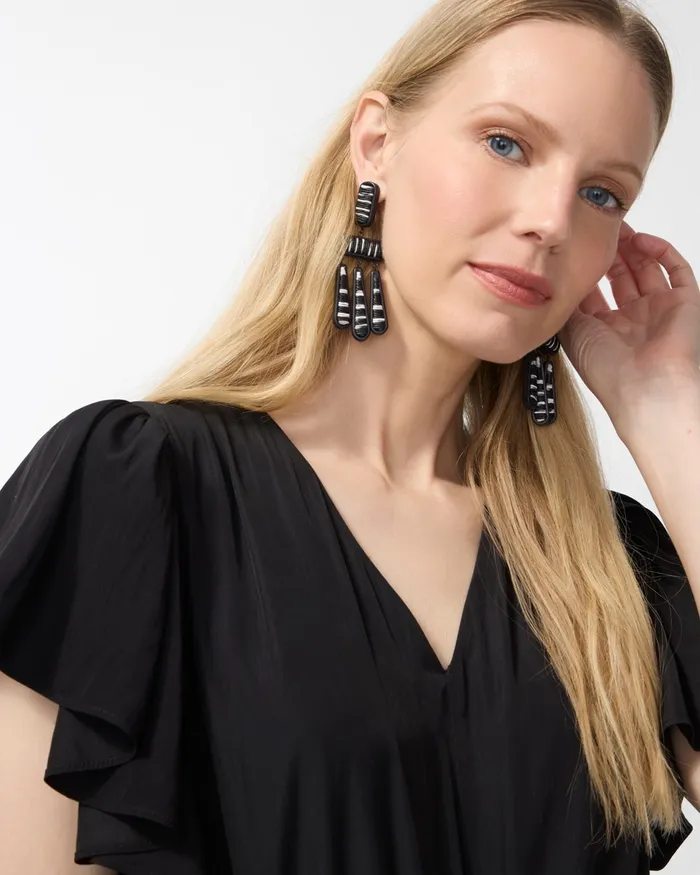 Chico039s Black and While Chandelier Earrings BlackWhite Women Earrings