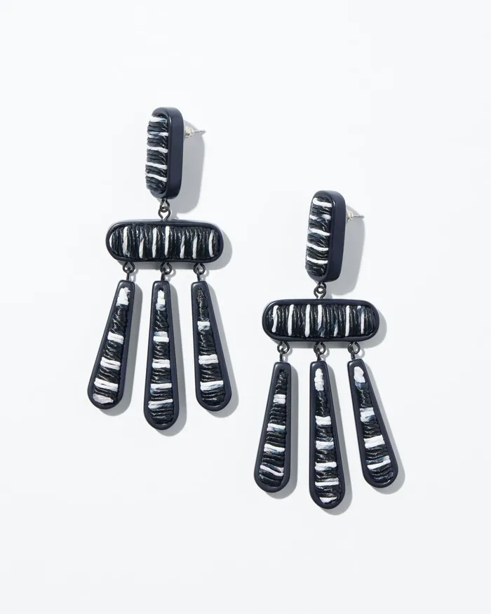 Chico039s Black and While Chandelier Earrings BlackWhite Women Earrings