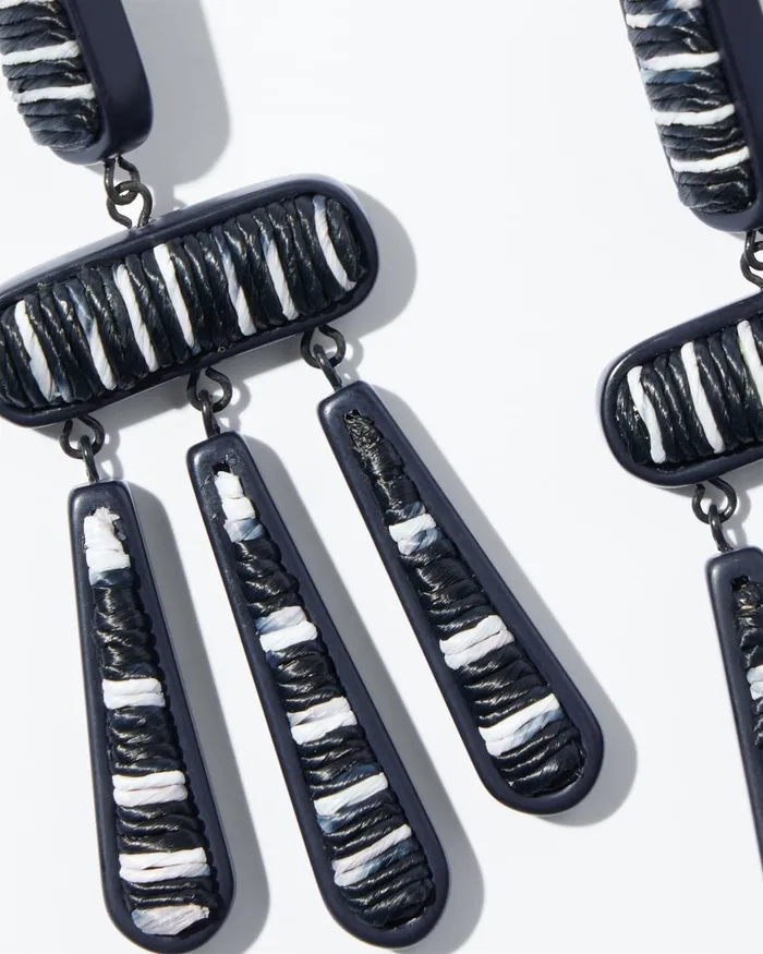 Chico039s Black and While Chandelier Earrings BlackWhite Women Earrings