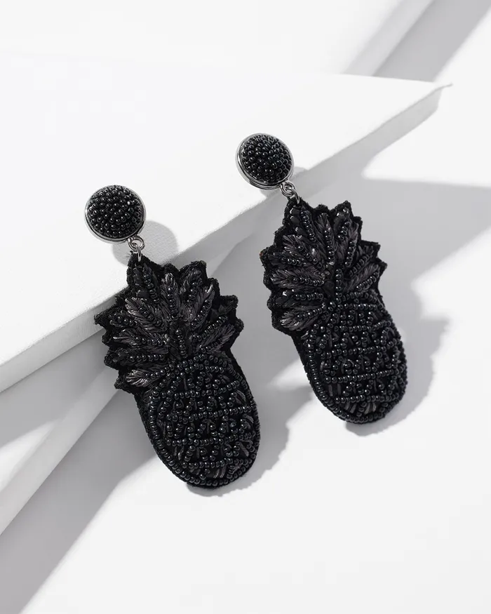 Chico039s Black Pineapple Drop Earrings Black Women Earrings