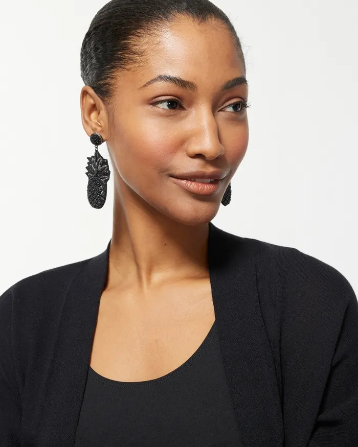 Chico039s Black Pineapple Drop Earrings Black Women Earrings