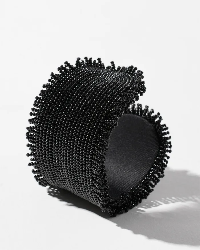 Chico039s Black Seed Bead Cuff Bracelet Black Women Bracelets