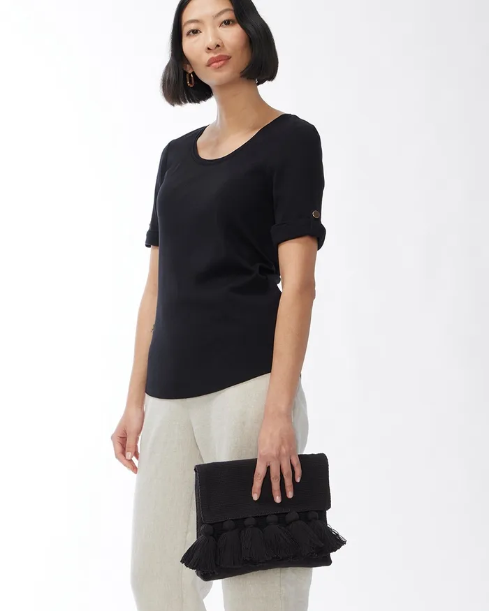 Chico039s Black Tassel Clutch Black Women Bags