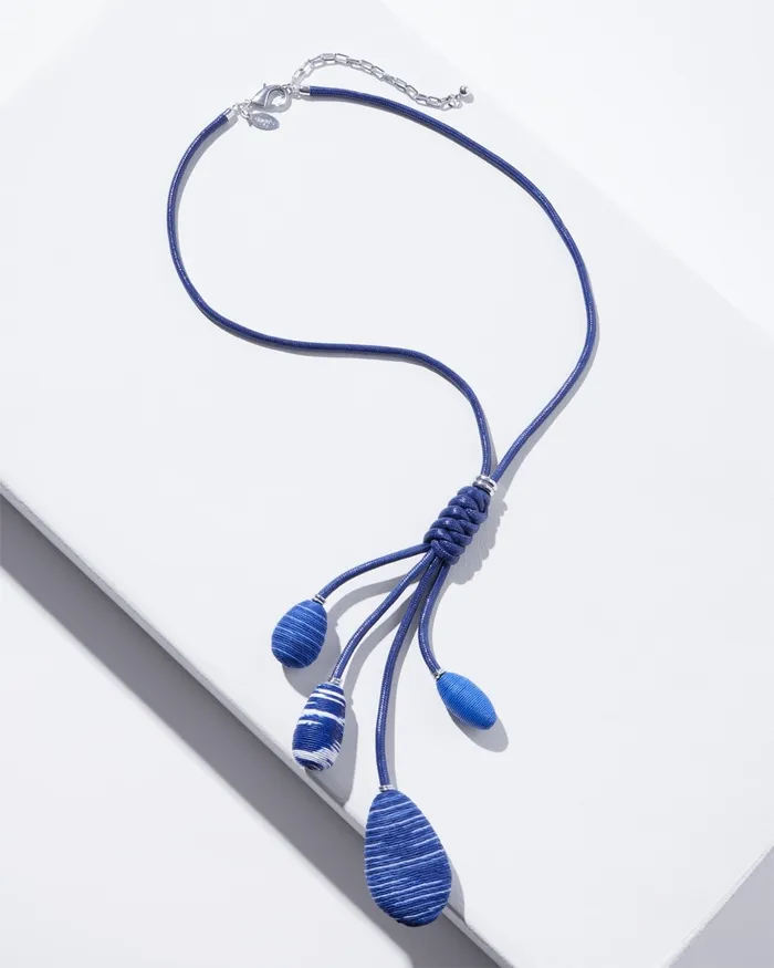 Chico039s Blue and White Tassel Necklace WhiteBlue Women Necklaces