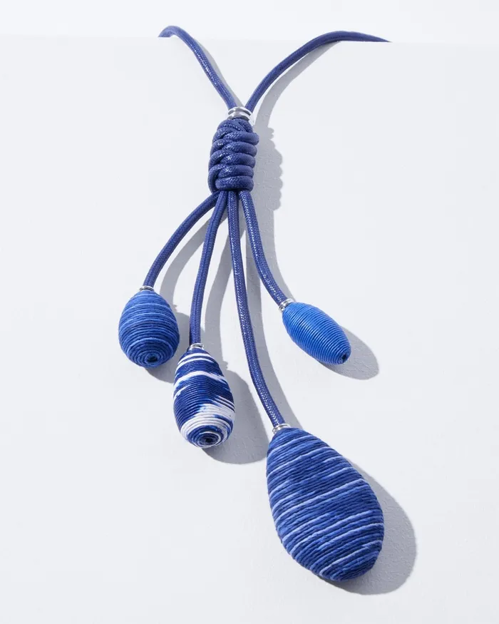 Chico039s Blue and White Tassel Necklace WhiteBlue Women Necklaces