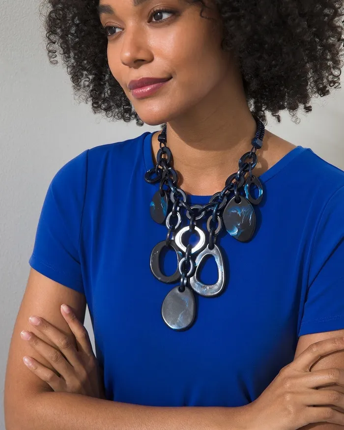 Chico039s Blue Bib Necklace Blue Women Necklaces