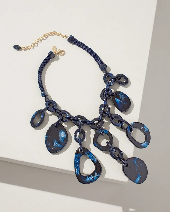 Chico039s Blue Bib Necklace Blue Women Necklaces