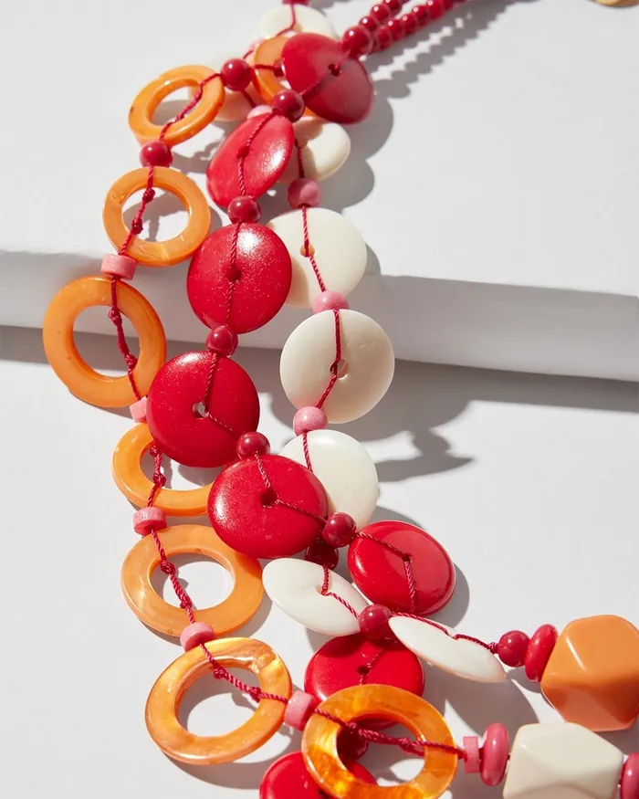 Chico039s Bone And Mother Of Pearl Necklace Warm Multi Women Necklaces