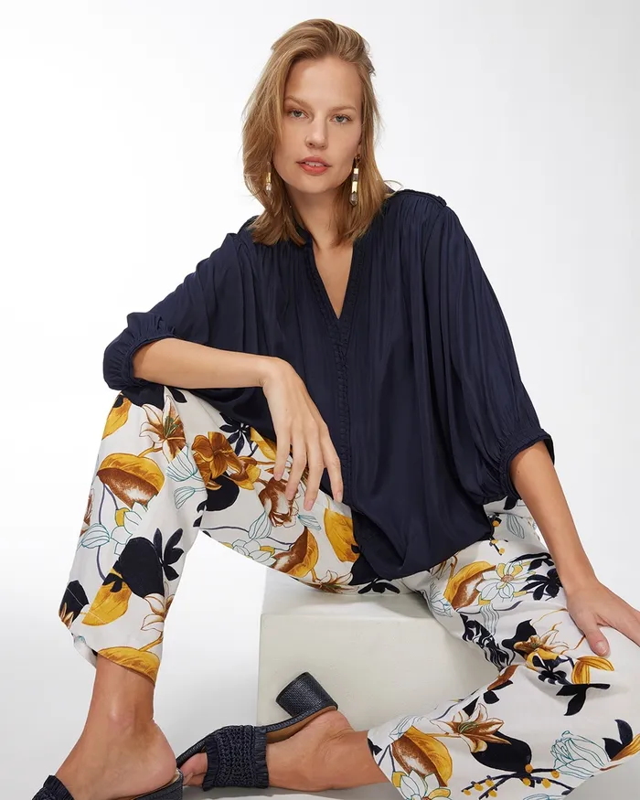 Chico039s Braided Detail Top Classic Navy Women Tops