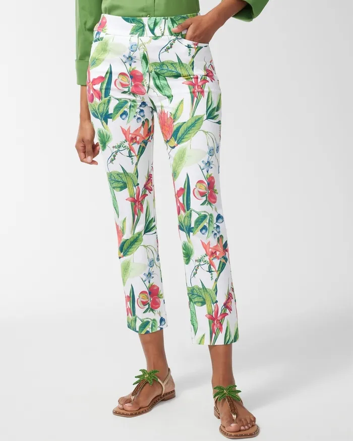 Chico039s Brigitte Floral Crops AlabasterBotanic Berry Women Pants