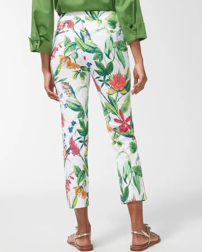 Chico039s Brigitte Floral Crops AlabasterBotanic Berry Women Pants