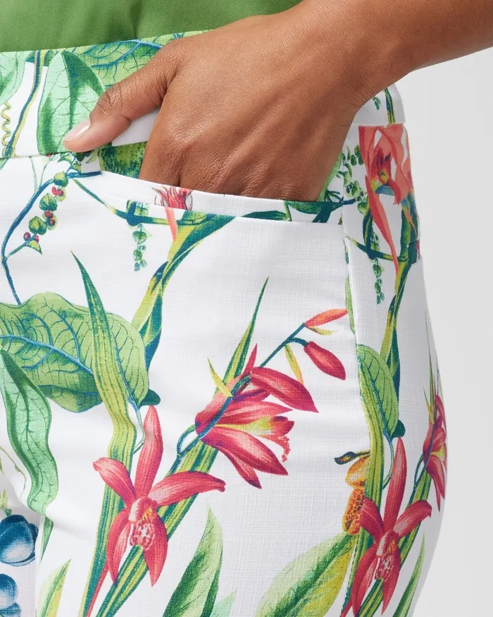 Chico039s Brigitte Floral Crops AlabasterBotanic Berry Women Pants