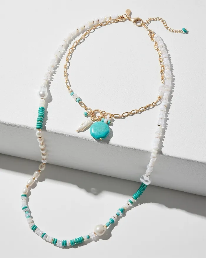 Chico039s Convertible Turquoise Multistrand Necklace Turq Women Necklaces