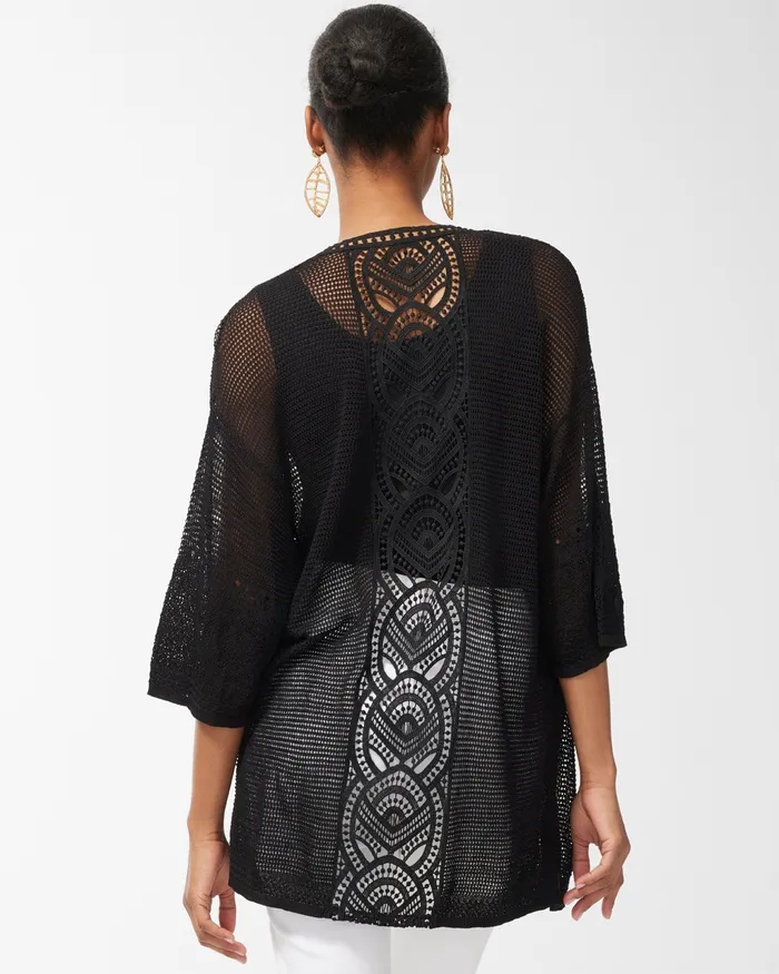 Chico039s Crochet Kimono Strawberry Margarita Women Sweaters