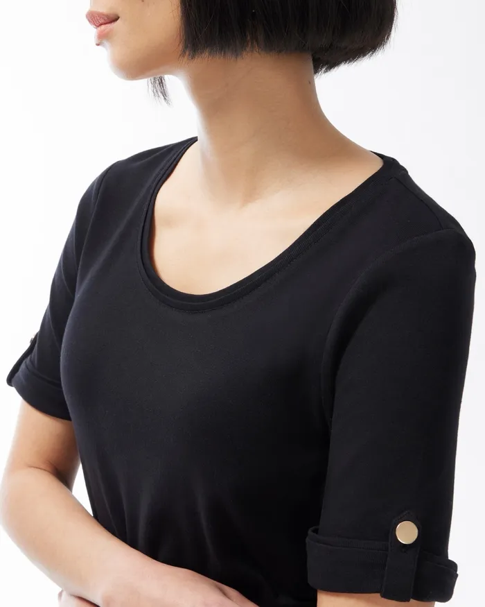 Chico039s Cuff Sleeve Everyday Tee Regatta Blue Women Tees