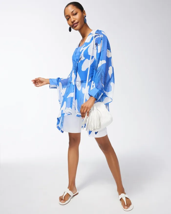 Chico039s Cuffed Ruana Amparo Blue Women Tops