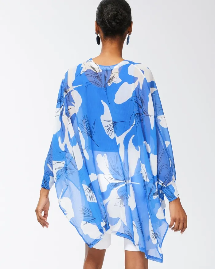 Chico039s Cuffed Ruana Amparo Blue Women Tops