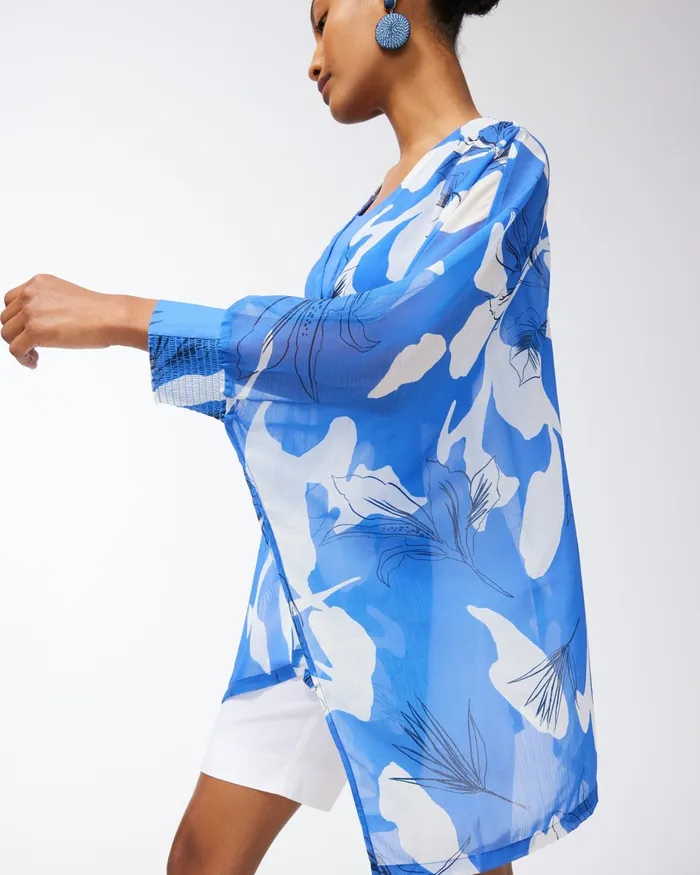 Chico039s Cuffed Ruana Amparo Blue Women Tops