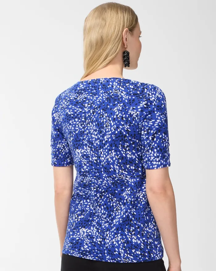 Chico039s Dot Print Everyday Cotton Tee Blue Grotto Women Tees
