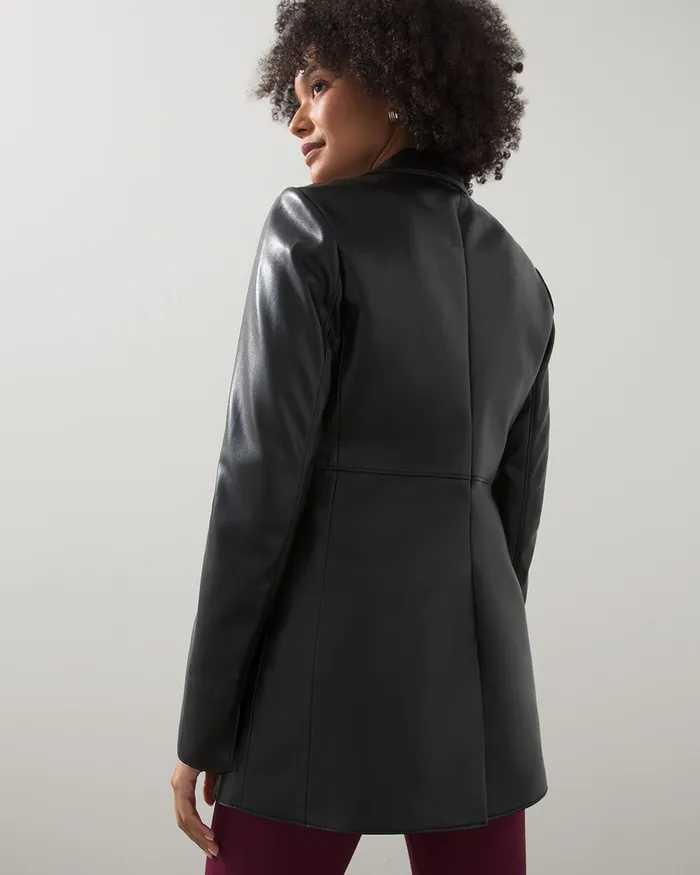 Chico039s Faux Leather Blazer Black Women Jackets and Coats
