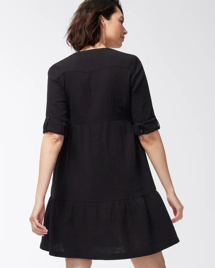 Chico039s Gauze Tiered Dress Alabaster Women Dresses and Skirts