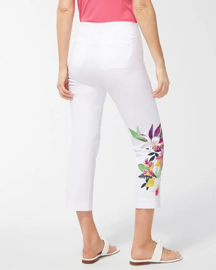 Chico039s Juliet Floral Straight Crops AlabasterBotanic Berry Women Pants