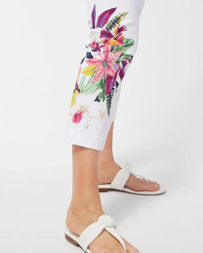 Chico039s Juliet Floral Straight Crops AlabasterBotanic Berry Women Pants