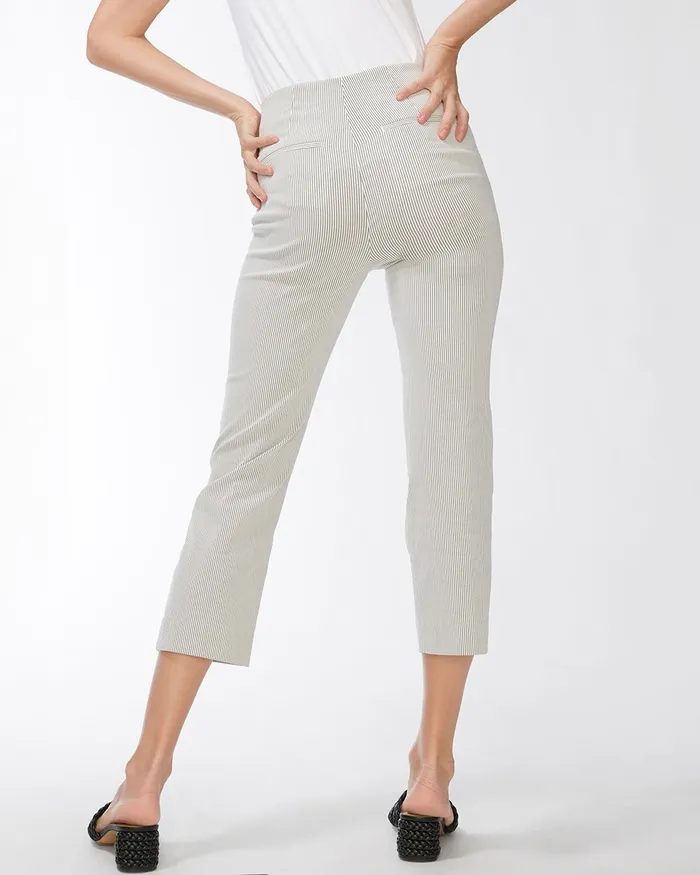 Chico039s Juliet Icon Stripe Straight Crops BlackWhite Women Pants