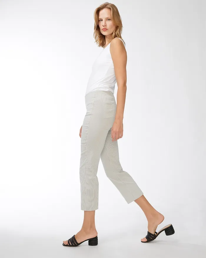 Chico039s Juliet Icon Stripe Straight Crops BlackWhite Women Pants