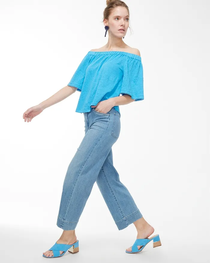 Chico039s Linen OffShoulder Top Mango Ice Women Tees