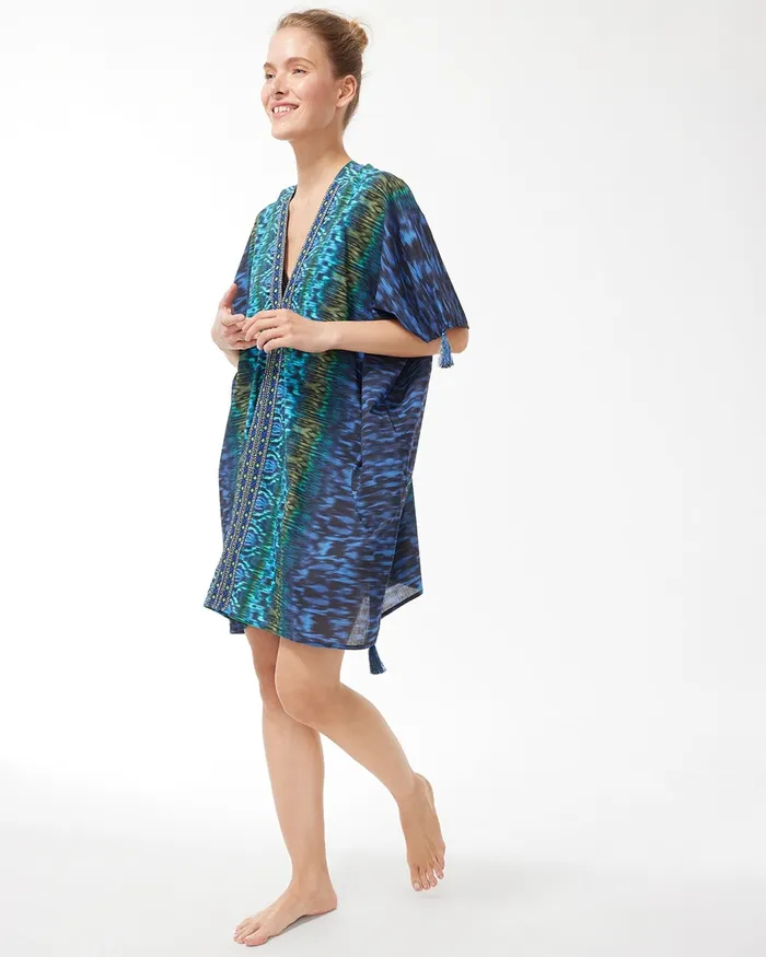 Chico039s Miraclesuit Alhambra Caftan Swim Coverup Blue Multi Women Swim