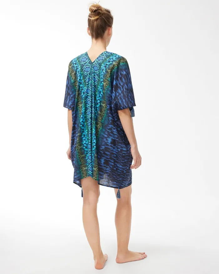 Chico039s Miraclesuit Alhambra Caftan Swim Coverup Blue Multi Women Swim