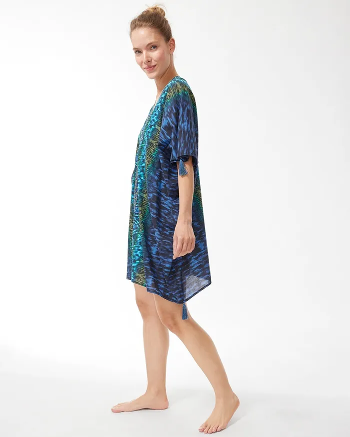 Chico039s Miraclesuit Alhambra Caftan Swim Coverup Blue Multi Women Swim