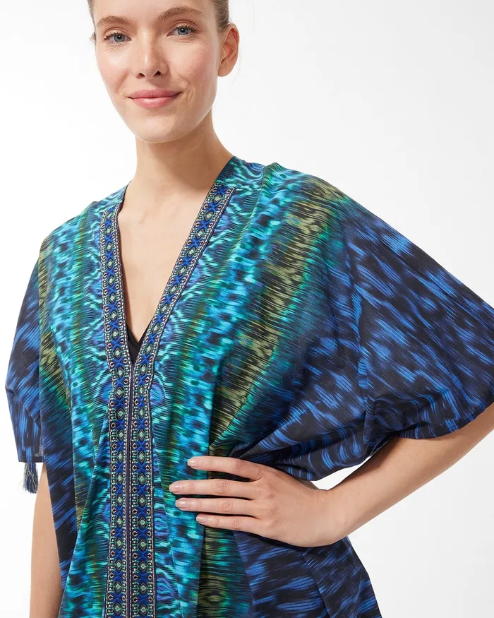 Chico039s Miraclesuit Alhambra Caftan Swim Coverup Blue Multi Women Swim