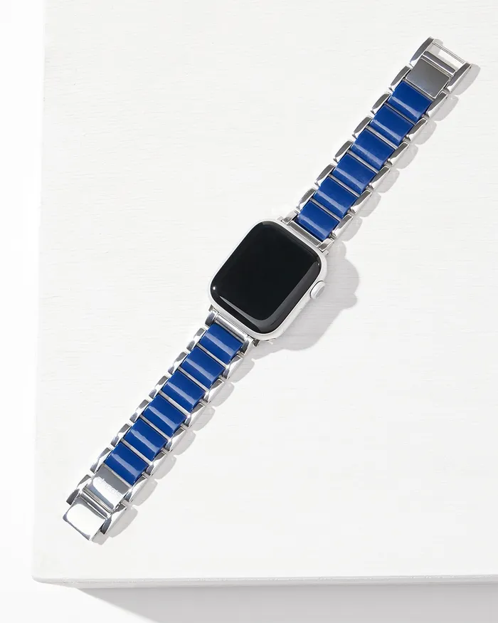 Chico039s Navy and Silver Tone Apple Watch Band Navy Women Watches