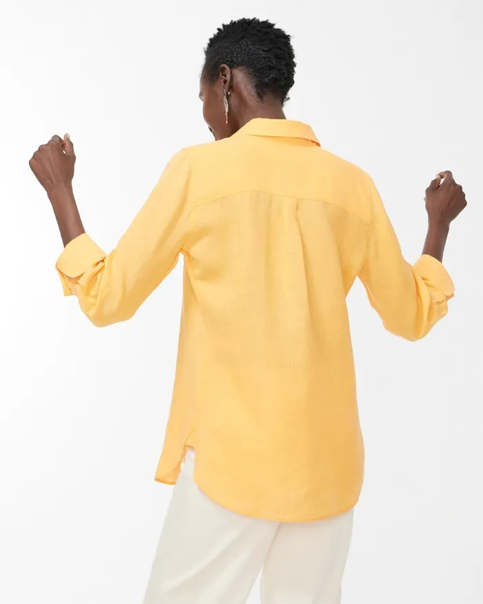 Chico039s No Iron Linen 34 Sleeve Shirt Flame Scarlet Women Matching Sets