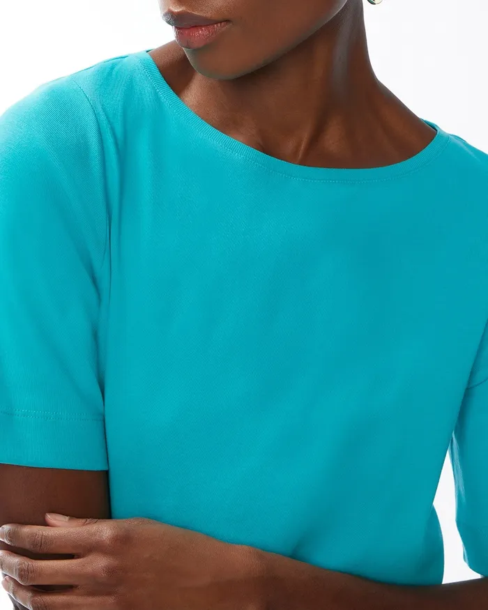 Chico039s Pima Elbow Sleeve Tee Soft Tangerine Women Tops