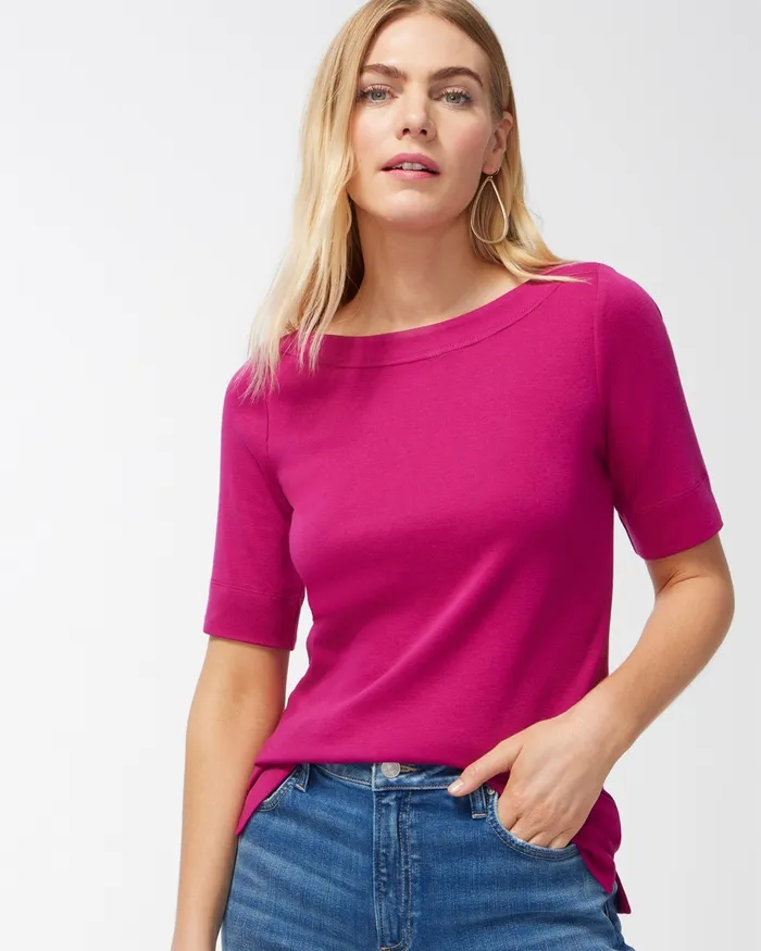 Chico039s Pima Everyday Tee Botanic Berry Women Tops